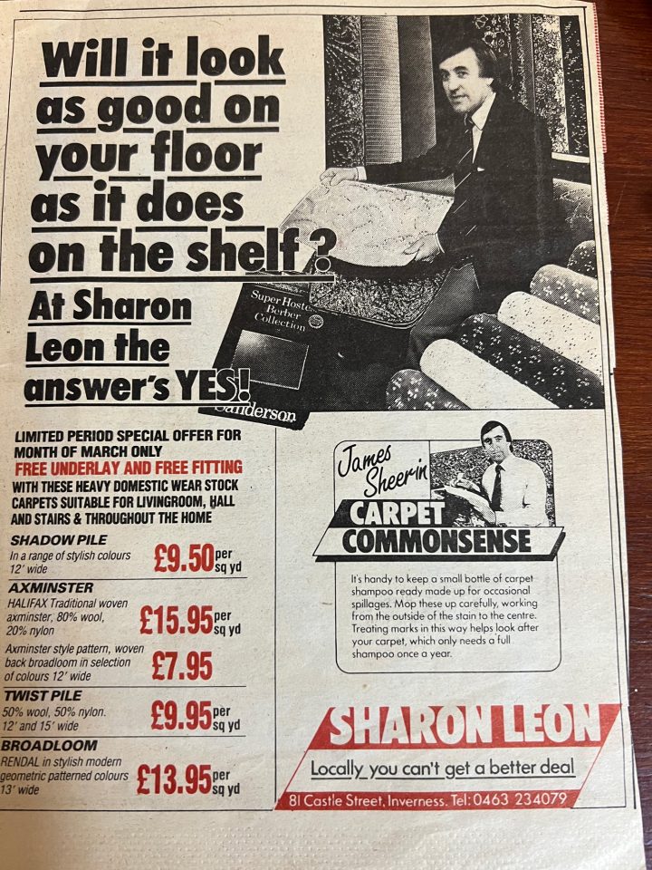 Press Advert. Inverness Courier. 1978