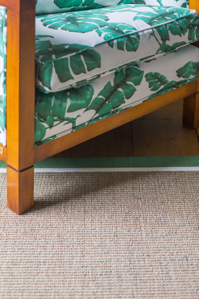 Alternative Flooring Rug. Sisal Super Boucle Bodmin Double Narrow & Cotton Porcelain & Cotton Moss