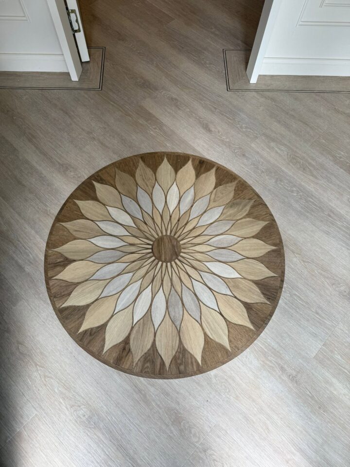 Elegant Amtico Form Cowrie Oak with an intricate 3foot Lotus Motif 03