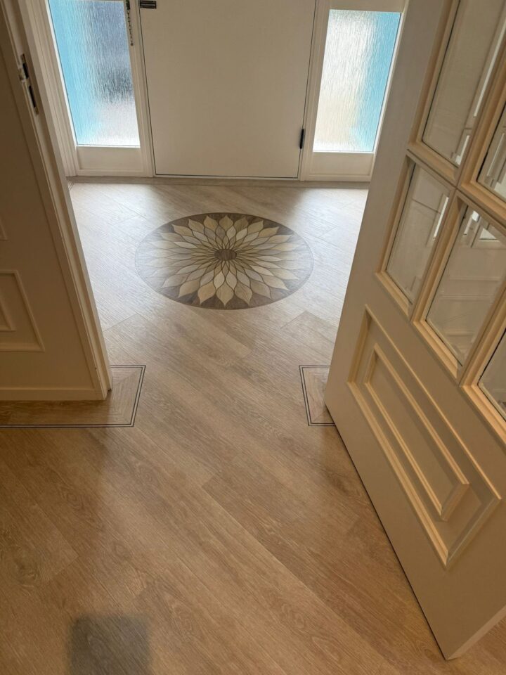 Elegant Amtico Form Cowrie Oak with an intricate 3foot Lotus Motif 05